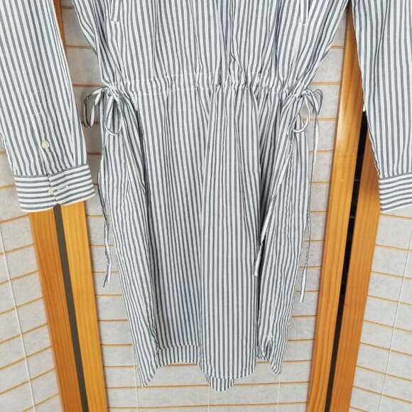 GAP Shirt Dress Long Sleeves Gray Stripe Size Small Tall - Picture 2 of 9